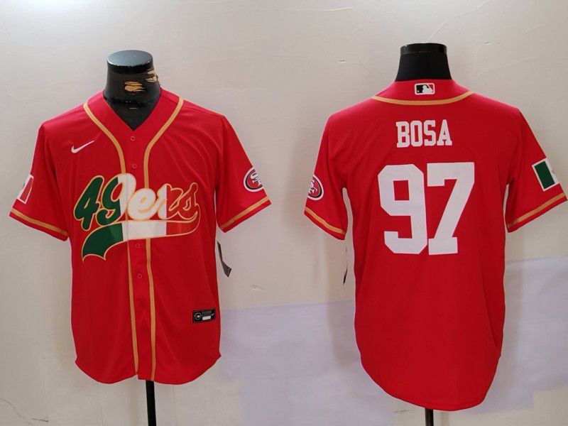 Men San Francisco 49ers #97 Bosa Red Second generation Mexican Joint Name 2024 Nike Limited NFL Jersey style 1